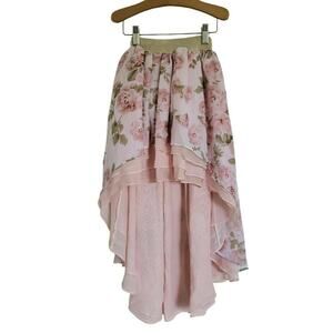 Pleiades Designs Pink Floral Chiffon Skirt